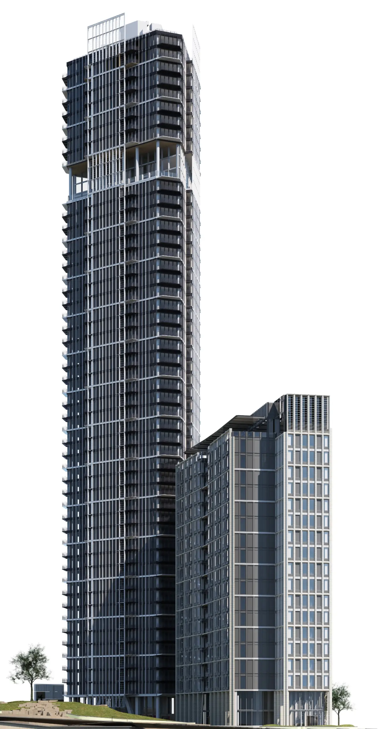 Illustrative view of building E as consented by OPDC in 2023 vs proposed. While delivering student accommodation, the design of building E remains the same.
